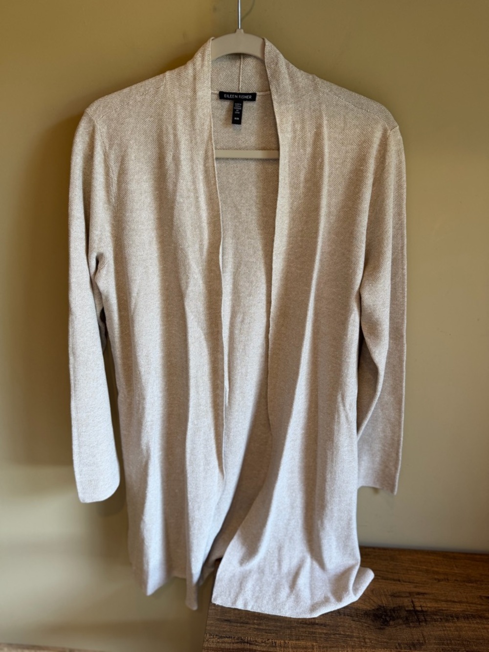 Eileen Fisher Linen Blend Knit Open-Front Cardigan Sweater Medium